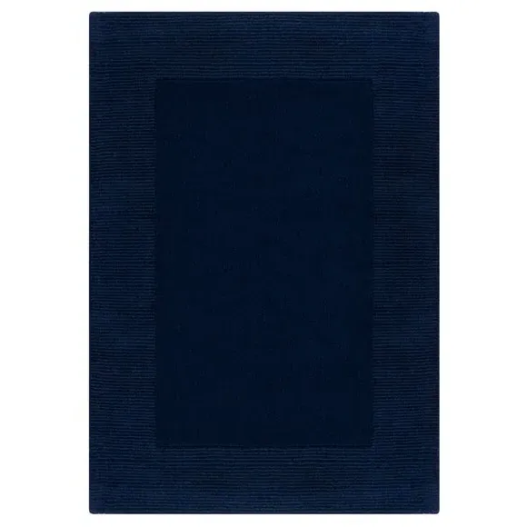 Border Rug Hand Tufted - Navy, Wool