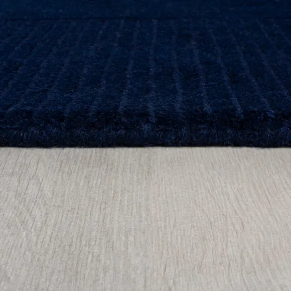 Border Rug Hand Tufted - Navy, Wool