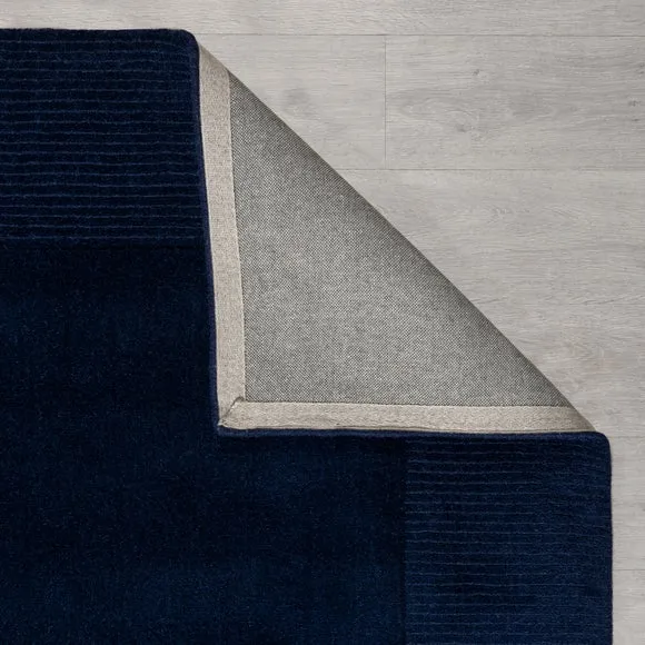 Border Rug Hand Tufted - Navy, Wool