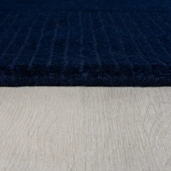 Border Rug Hand Tufted - Navy, Wool