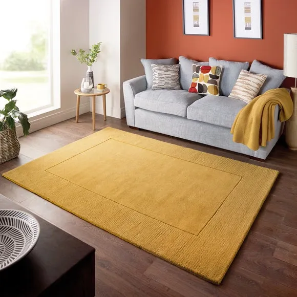 Border Rug Hand Tufted - Ochre, Wool