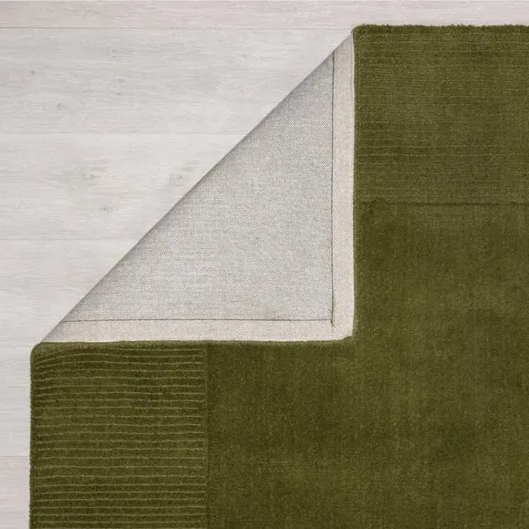 Border Rug Hand Tufted - Olive, Wool