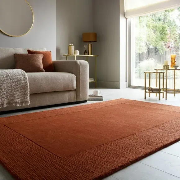 Border Rug Hand Tufted - Redwood, Wool
