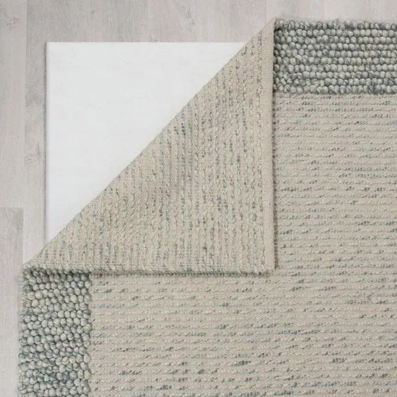 Border Rug with Bobbled Effect - Blue, Wool
