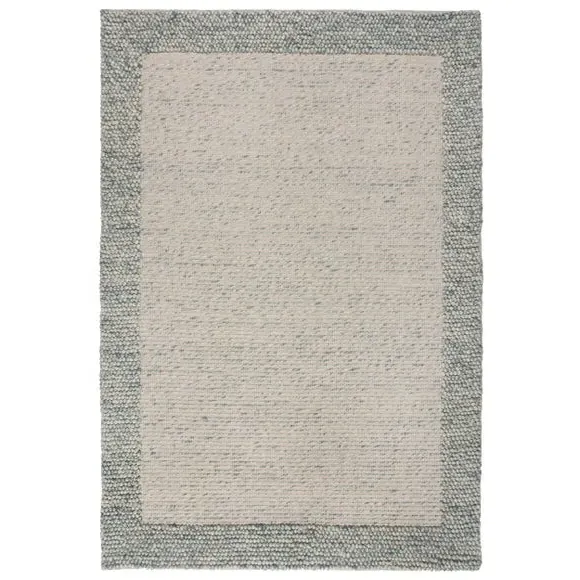 Border Rug with Bobbled Effect - Blue, Wool