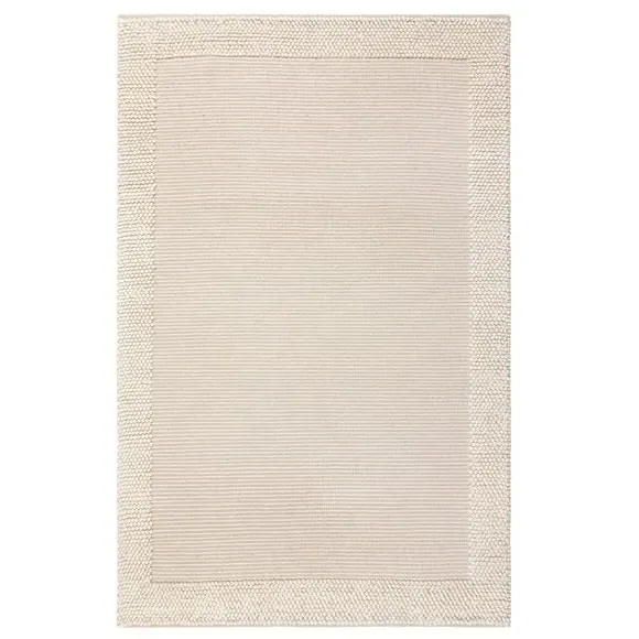 Border Rug with Bobbled Effect - Ivory, Wool