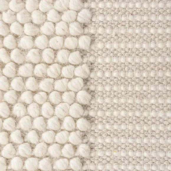 Border Rug with Bobbled Effect - Ivory, Wool