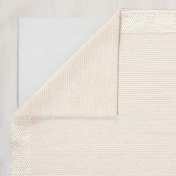 Border Rug with Bobbled Effect - Ivory, Wool