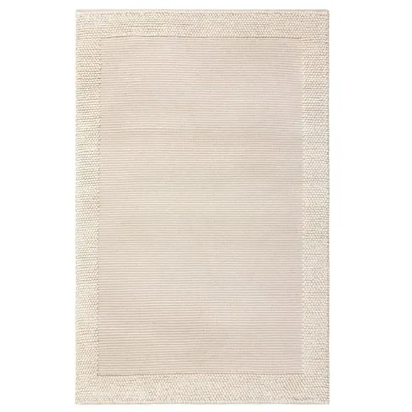 Border Rug with Bobbled Effect - Ivory, Wool