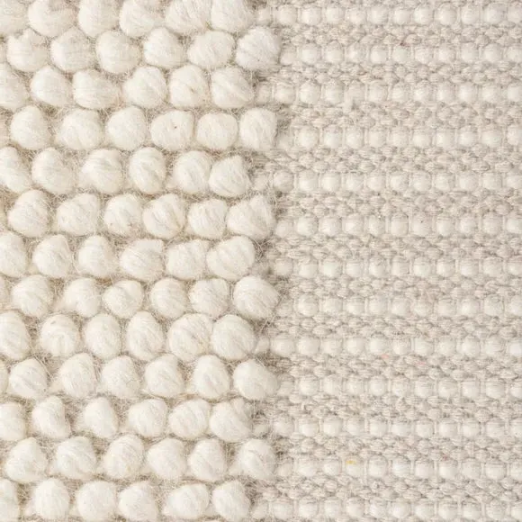 Border Rug with Bobbled Effect - Ivory, Wool