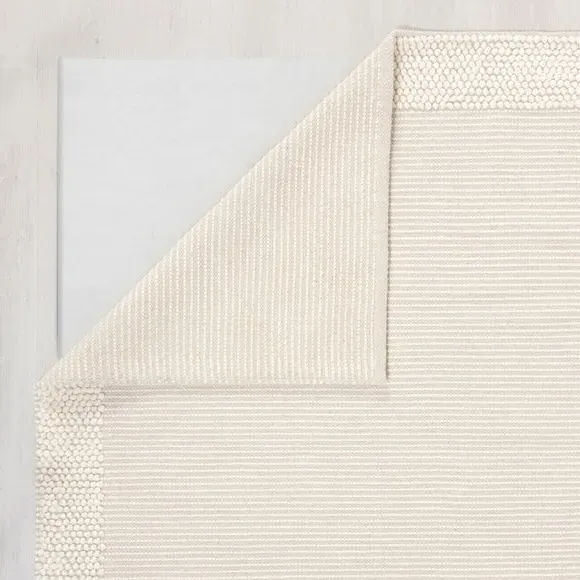 Border Rug with Bobbled Effect - Ivory, Wool