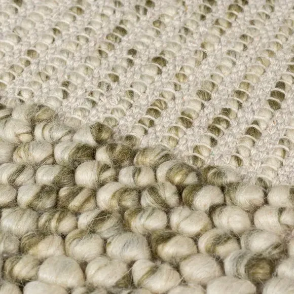 Border Rug with Bobbled Effect - Olive, Wool