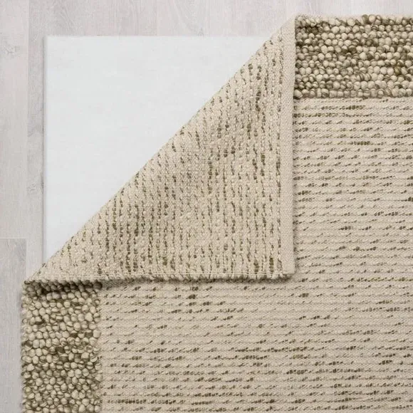 Border Rug with Bobbled Effect - Olive, Wool