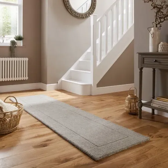 Border Runner Rug - Grey Marl, Wool