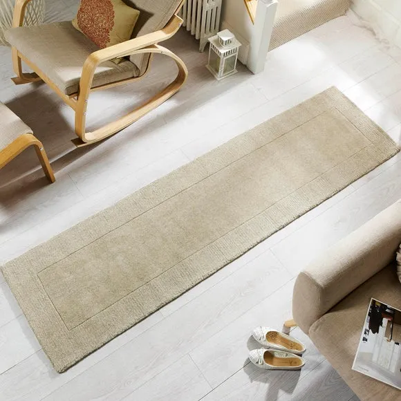 Border Runner Rug - Natural, Wool
