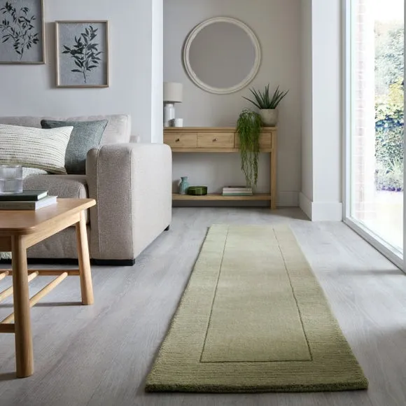 Border Runner Rug - Pistachio, Wool