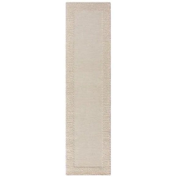 Border Runner Rug with Bobbled Effect - Ivory, Wool