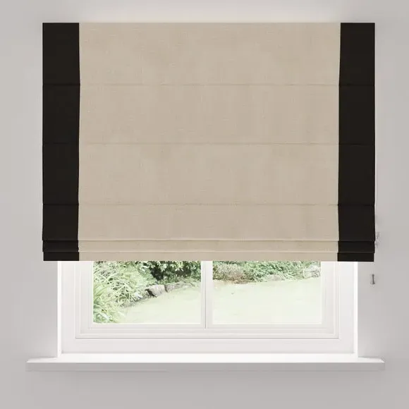 Bordered Blackout Roman Blind - Black, Fabric