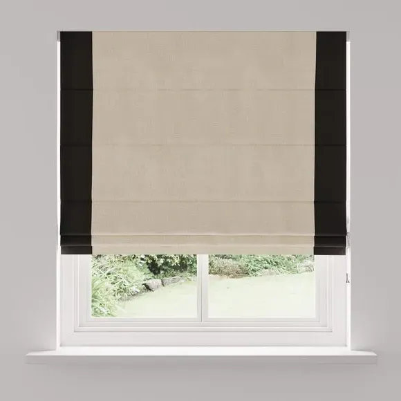 Bordered Blackout Roman Blind - Black, Fabric