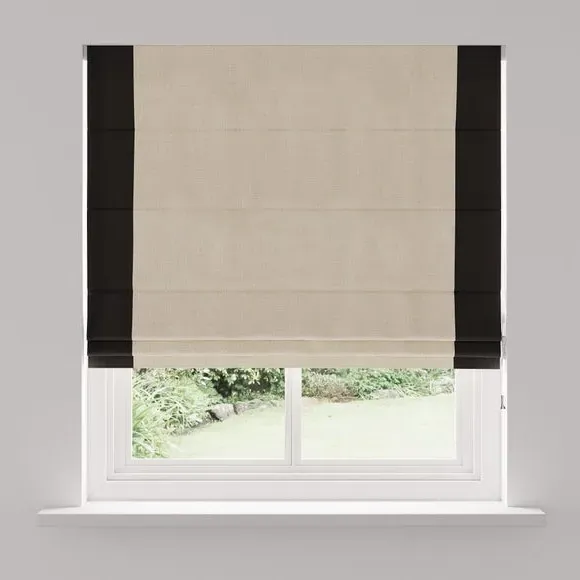 Bordered Blackout Roman Blind - Black/Natural, Fabric