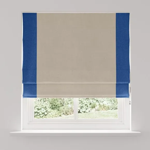 Bordered Blackout Roman Blind - Blue, Fabric