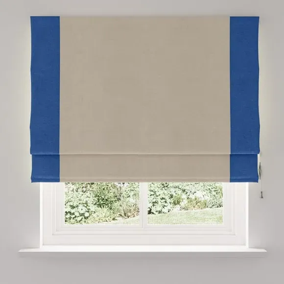 Bordered Blackout Roman Blind - Blue, Fabric