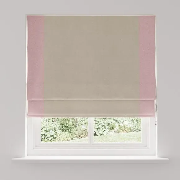 Bordered Blackout Roman Blind - Blush, Fabric