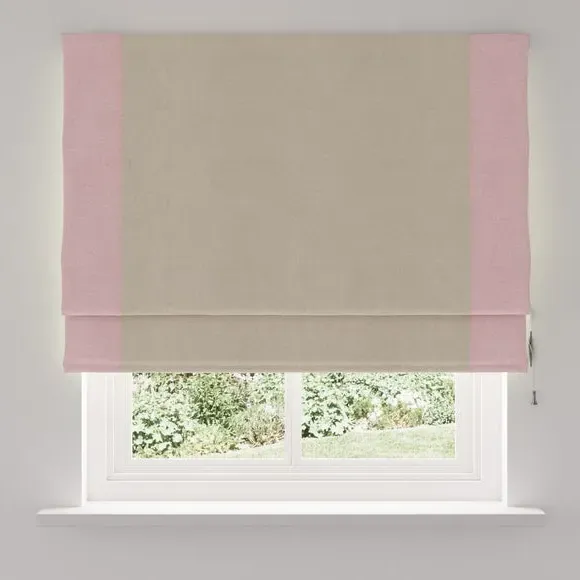 Bordered Blackout Roman Blind - Blush, Fabric