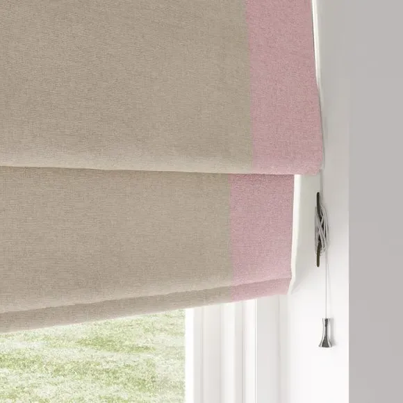 Bordered Blackout Roman Blind - Blush, Fabric