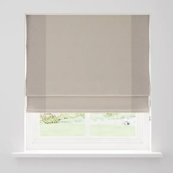 Bordered Blackout Roman Blind - Natural, Fabric