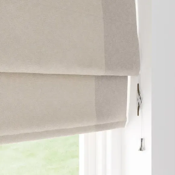 Bordered Blackout Roman Blind - Natural, Fabric