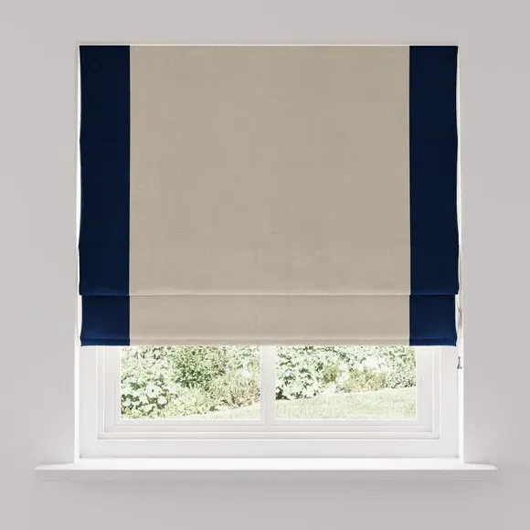 Bordered Blackout Roman Blind - Navy, Fabric