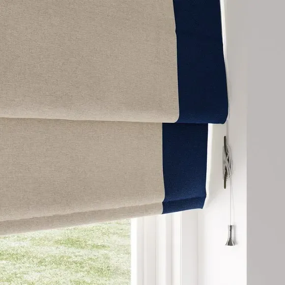 Bordered Blackout Roman Blind - Navy, Fabric