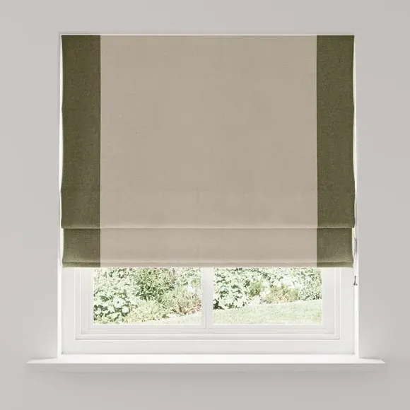 Bordered Blackout Roman Blind - Olive, Fabric