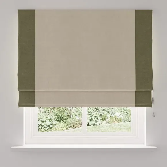 Bordered Blackout Roman Blind - Olive, Fabric
