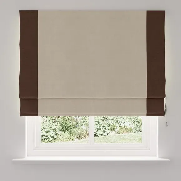 Bordered Blackout Roman Blind - Pinecone, Fabric