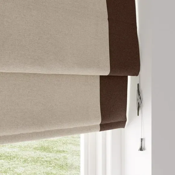 Bordered Blackout Roman Blind - Pinecone, Fabric
