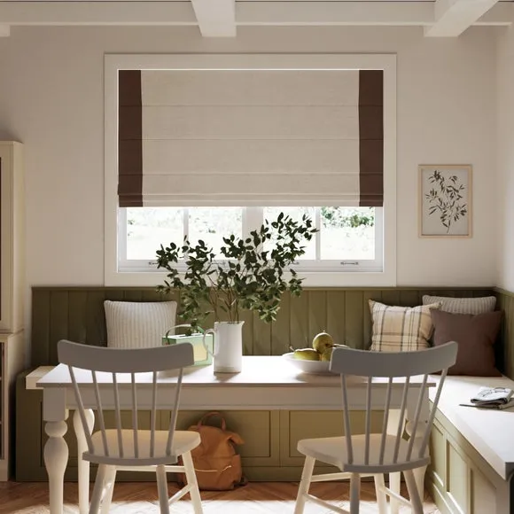 Bordered Blackout Roman Blind - Pinecone, Fabric