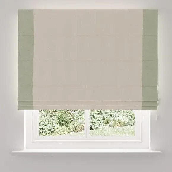 Bordered Blackout Roman Blind - Sage, Fabric