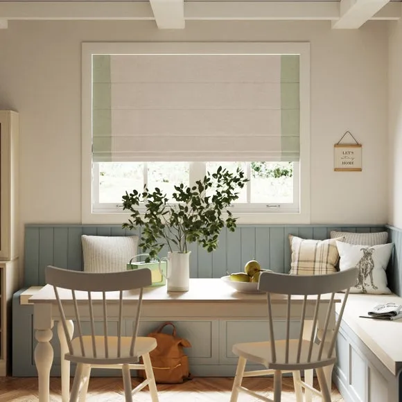 Bordered Blackout Roman Blind - Sage, Fabric