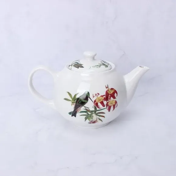 Botanical Bird Tea Pot - Red, Porcelain image