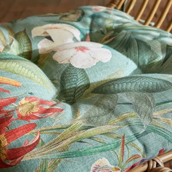 Botanical Birds Seat Pad - Multicolor, Cotton