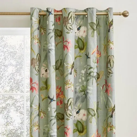 Botanical Eyelet Curtains - Green, Cotton image