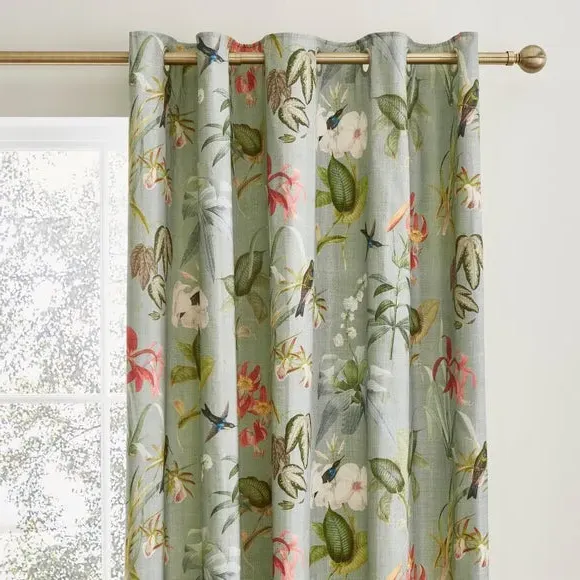 Botanical Eyelet Curtains - Green, Cotton