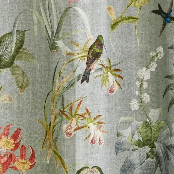 Botanical Eyelet Curtains - Green, Cotton