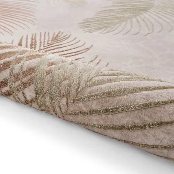 Botanical Leaf Rug with Metallic Effect - Brown
