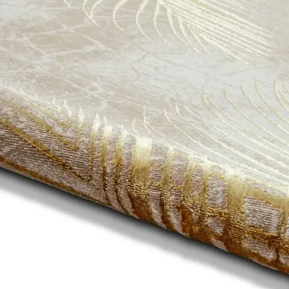 Botanical Leaf Rug with Metallic Effect - Gold