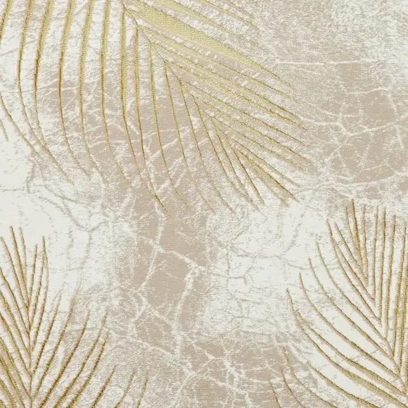 Botanical Leaf Rug with Metallic Effect - Gold
