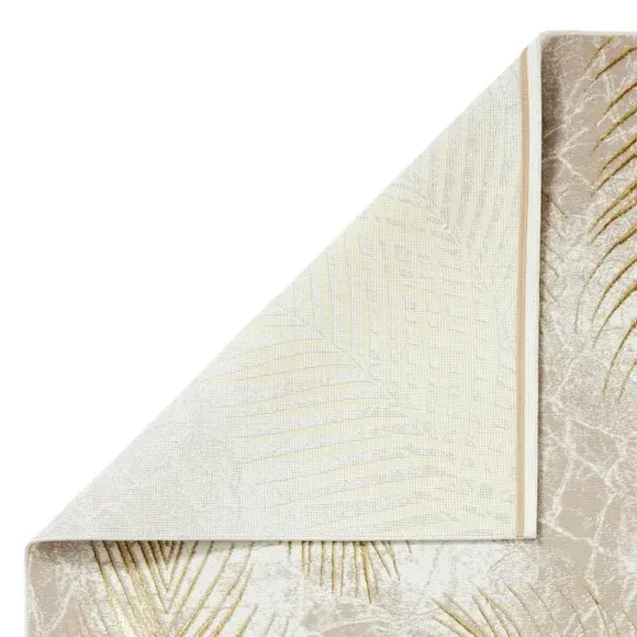 Botanical Leaf Rug with Metallic Effect - Gold