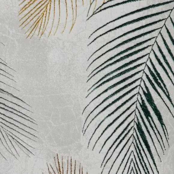 Botanical Leaf Rug with Metallic Effect - Grey